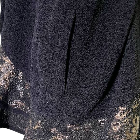 Vintage Ali Miles Lagenlook Ruffle Trim Black & Gold Jacket Topper Size Large - Picture 8 of 15